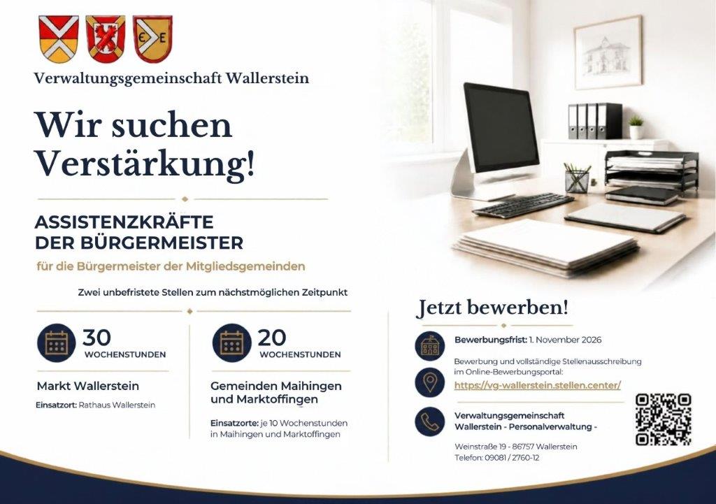 Stellenanzeige für Assistenzkräfte für die Bürgermeister (m/w/d)